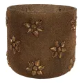 Porta-velas de contas - dourado - vidro - 17 cm