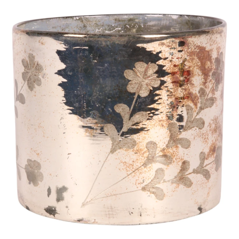 Porta-velas de flores - dourado - vidro - 18 cm