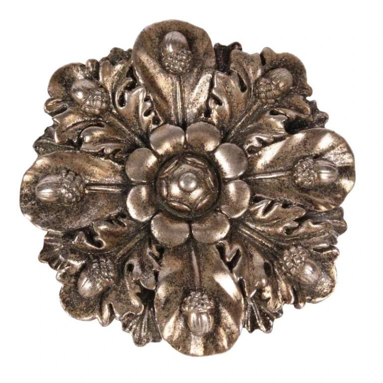 Ornamento de parede em forma de flor - prata - 15 cm - resina sintética