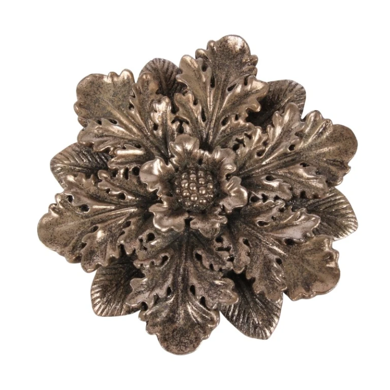 Ornamento de Parede Flor - prata - 20 cm - resina sintética