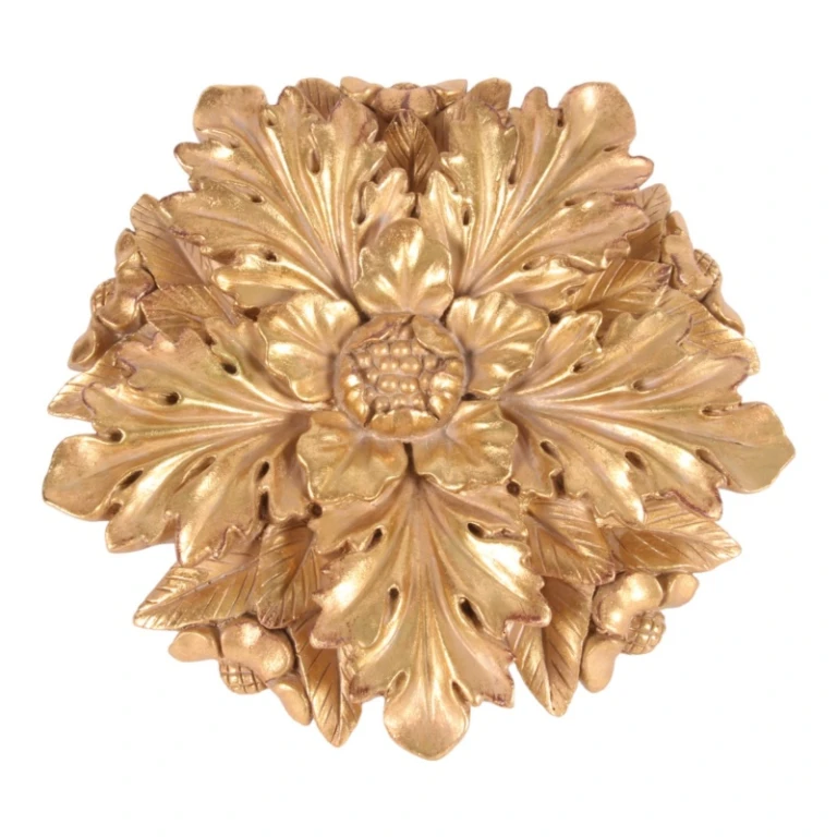Ornamento de Parede Flor - dourado - 25,5 cm - resina sintética