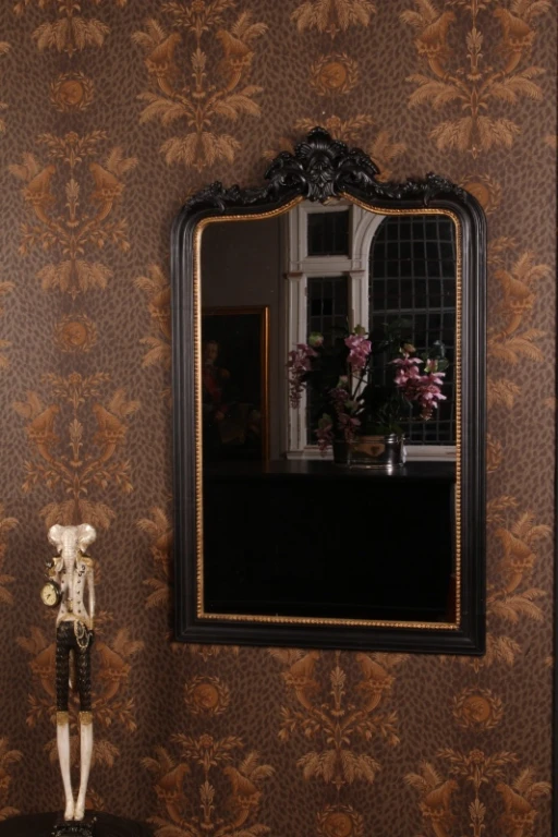 Espelho de Parede - preto - madeira e resina sintética - 130x80 cm