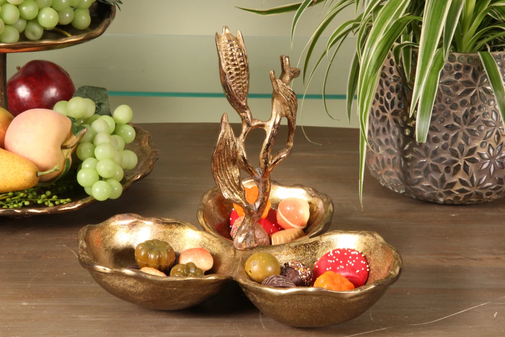 Taças decorativas - dourado - alumínio - conjunto de 3 peças - 24 cm