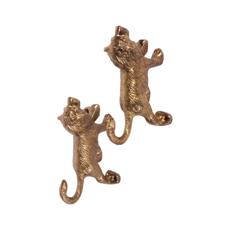 Gancho de parede leão - dourado - alumínio - 12 cm