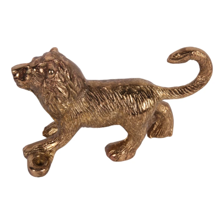 Gancho de parede leão - dourado - alumínio - 12 cm
