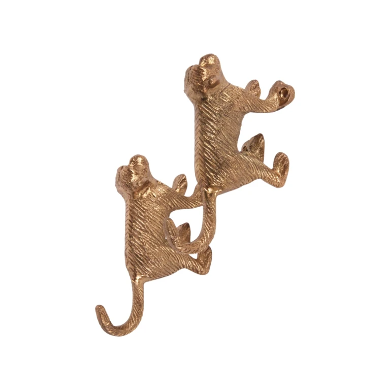 Gancho de parede macaco - dourado - alumínio - 12 cm