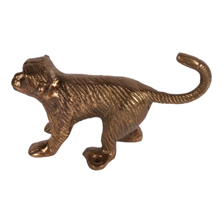 Gancho de parede macaco - dourado - alumínio - 12 cm