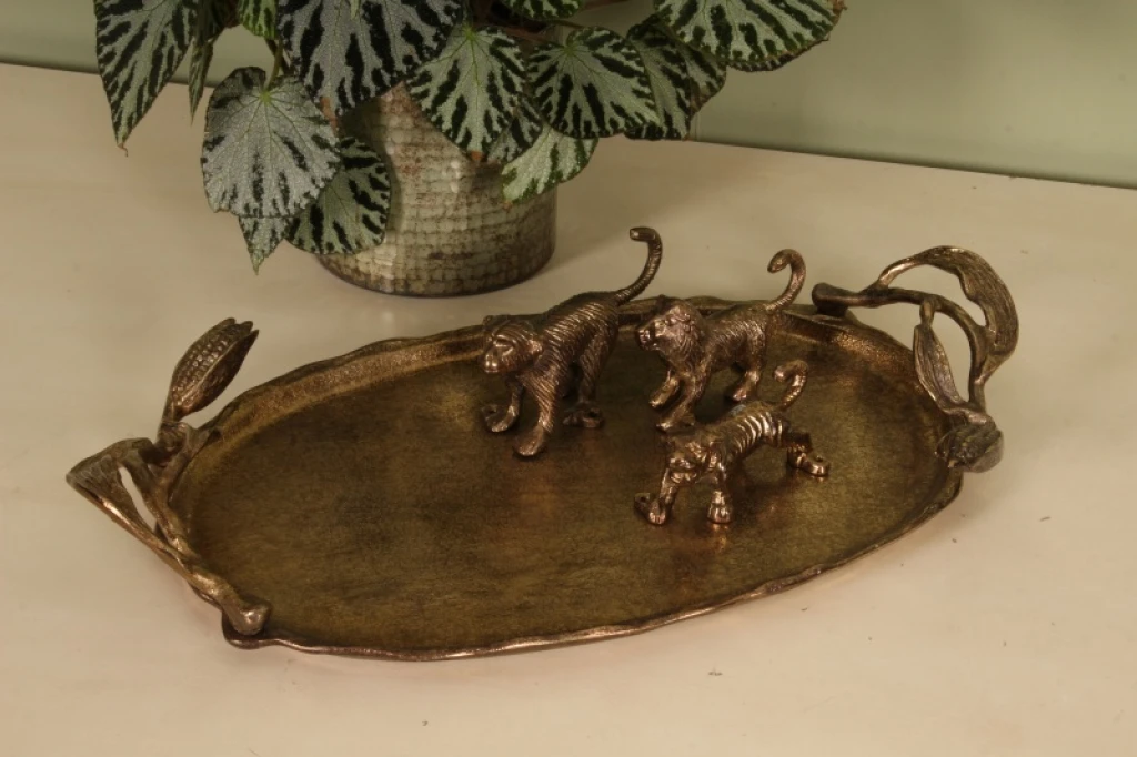 Gancho de parede tigre - 12 cm - dourado - alumínio