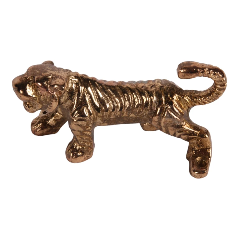 Gancho de parede tigre - 12 cm - dourado - alumínio