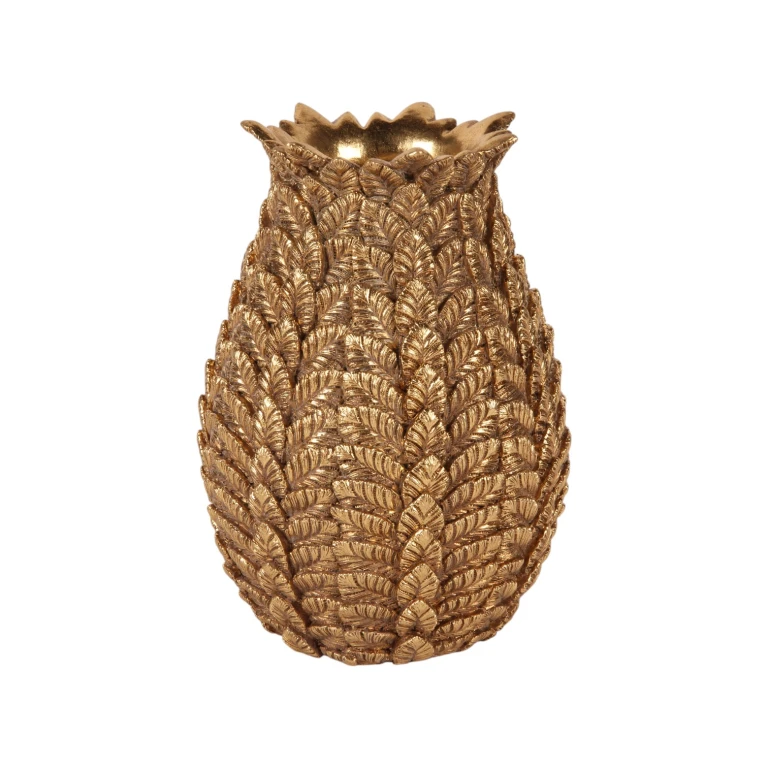 Vaso Folhas - 21 cm - dourado - resina sintética