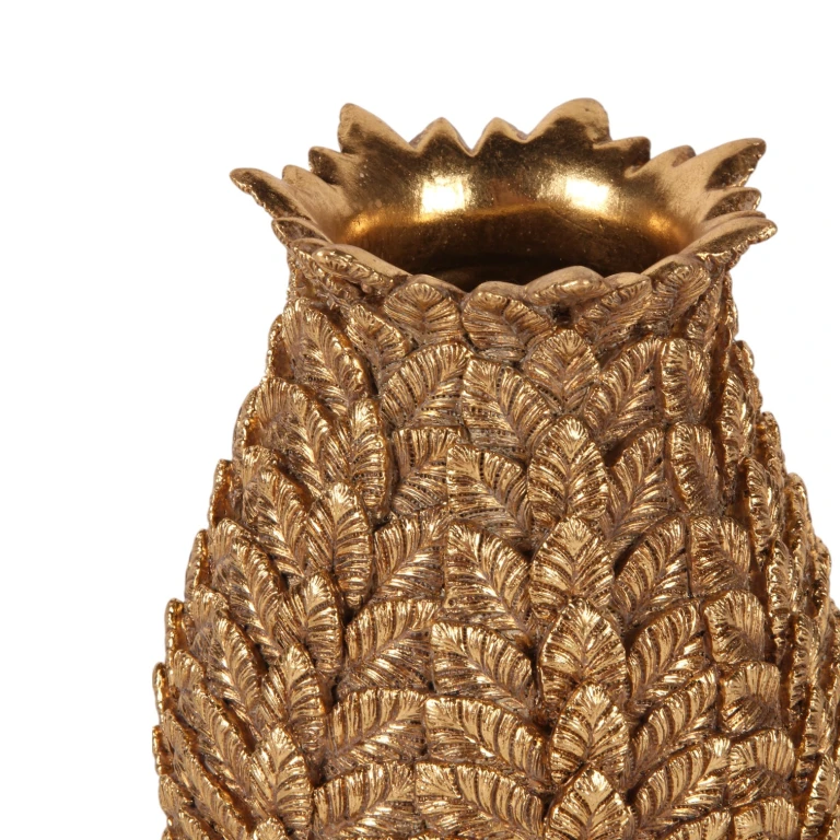 Vaso Folhas - 21 cm - dourado - resina sintética