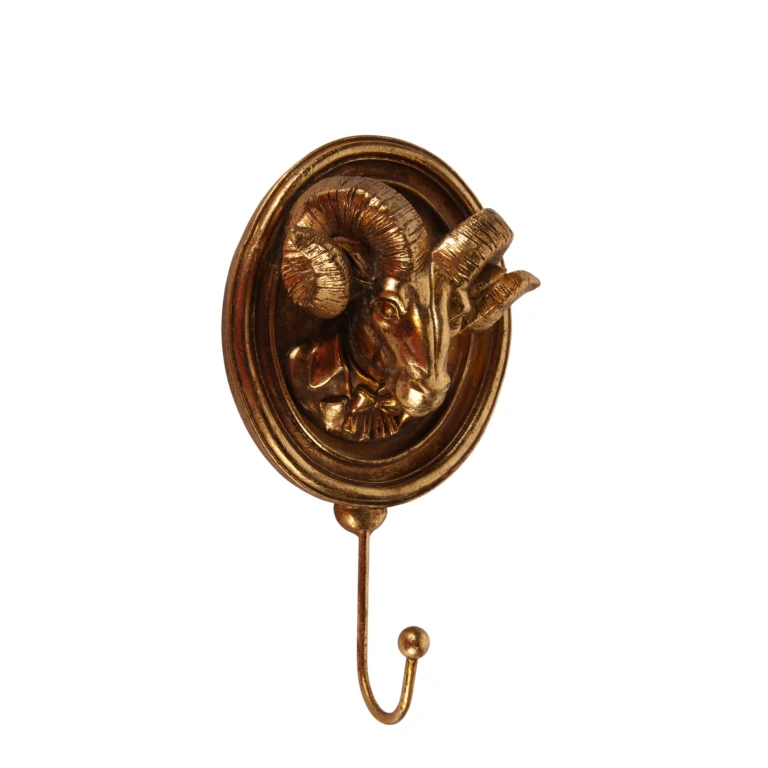 Gancho de parede carneiro - dourado - 19 cm