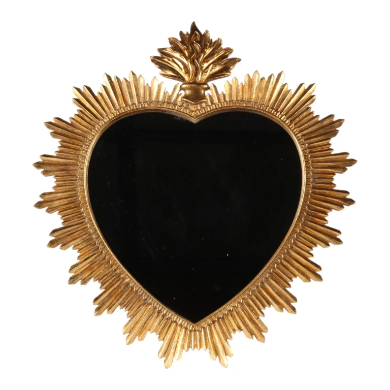 Espelho de parede em forma de coração - dourado - 39 cm - 1 peça
