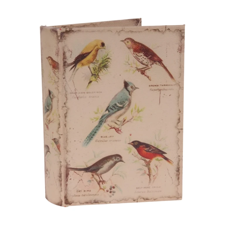 Caixa de armazenamento em forma de livro - 20 cm - bege - couro sintético - 1 unidade