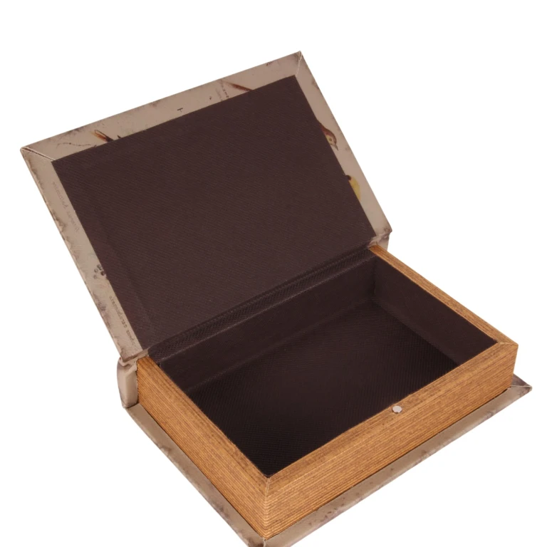 Caixa de armazenamento em forma de livro - 20 cm - bege - couro sintético - 1 unidade