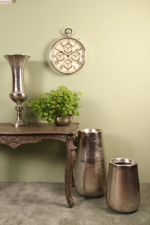 Vaso de Flores Estilo Holandês 45 cm - Prata - Alumínio