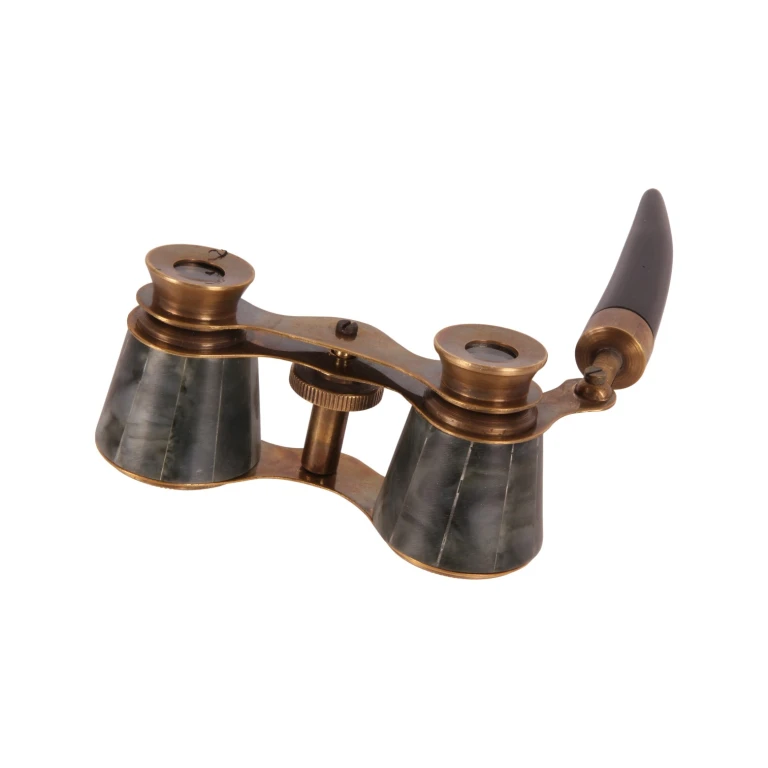 Binóculo decorativo - verde/preto - latão - 20 cm