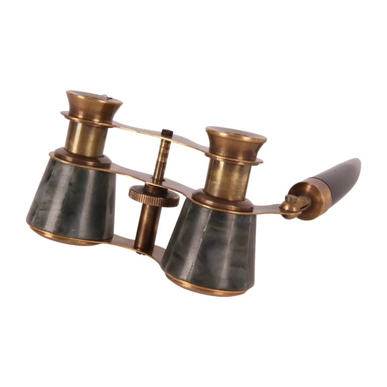 Binóculo decorativo - verde/preto - latão - 20 cm