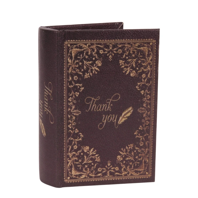 Caixa de armazenamento em forma de livro - 15 cm - preto - couro sintético
