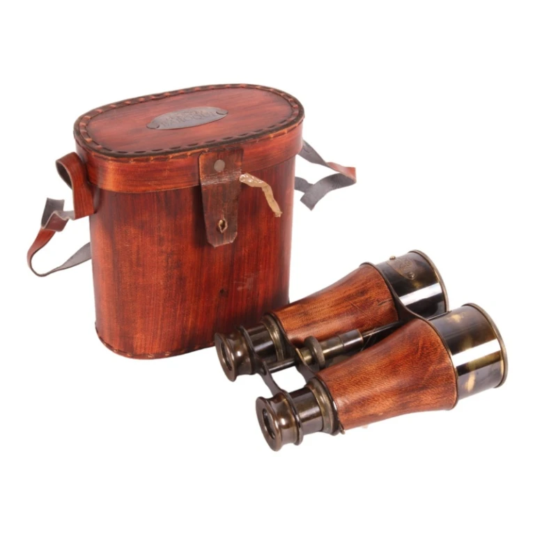 Binóculo - latão - com bolsa - 14 cm