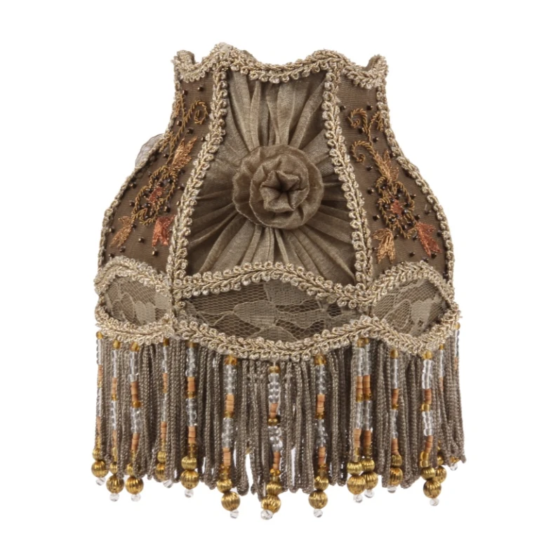 Capa de Lâmpada Victorian Clip-On - 15 cm - taupe - tecido