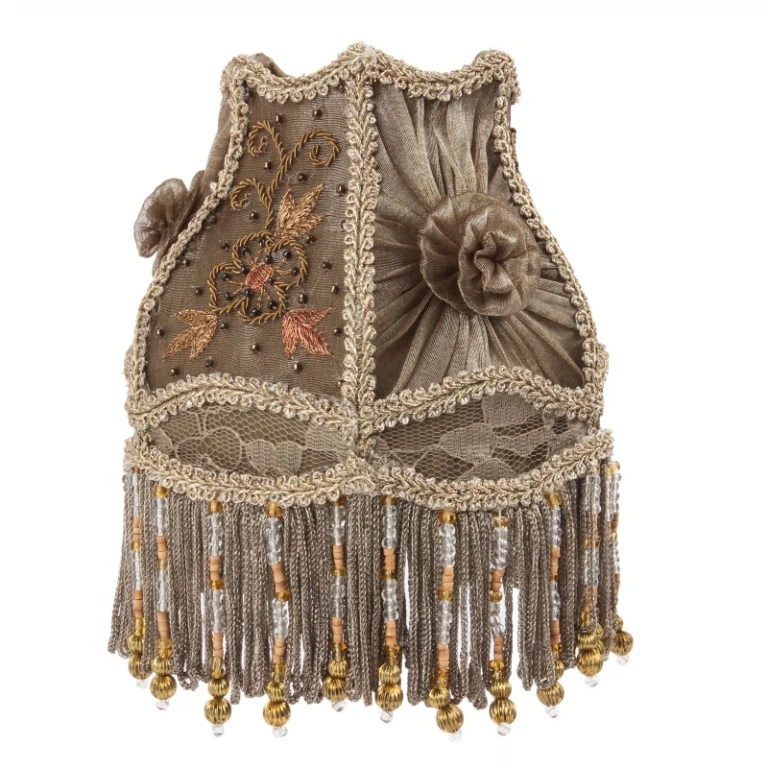 Capa de Lâmpada Victorian Clip-On - 15 cm - taupe - tecido