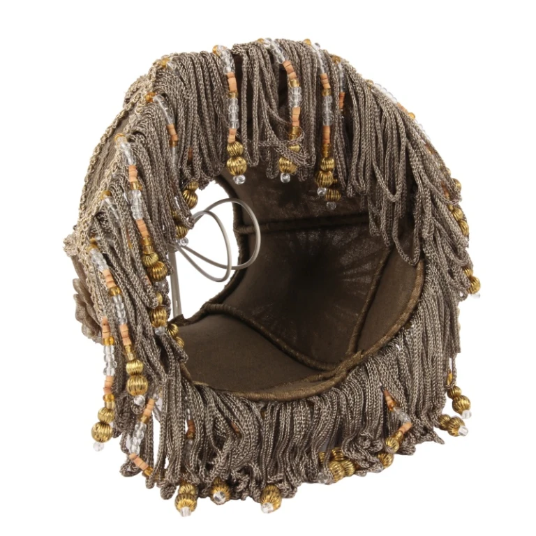 Capa de Lâmpada Victorian Clip-On - 15 cm - taupe - tecido