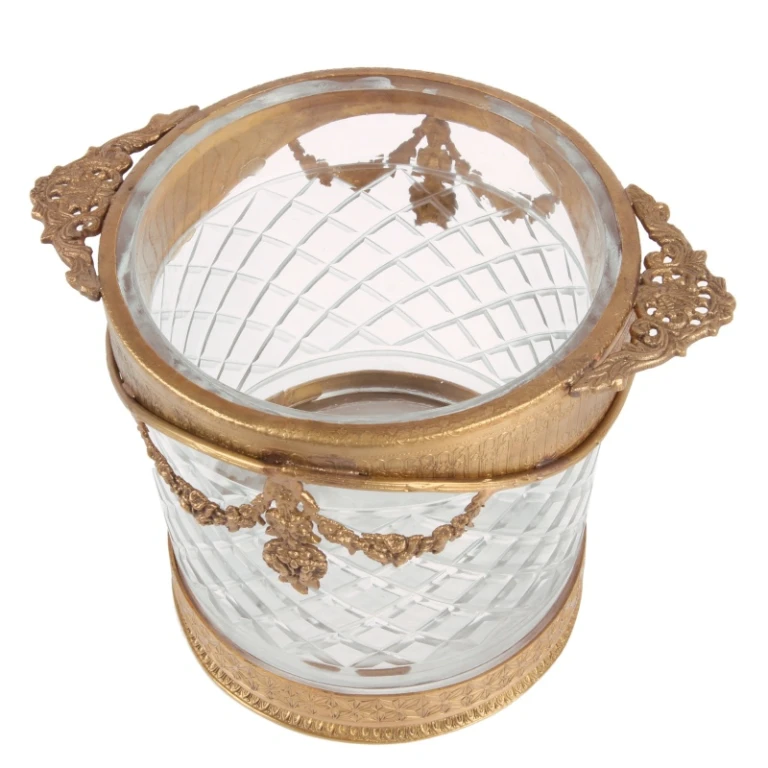 Suporte para garrafas - dourado - 15 cm - latão e vidro