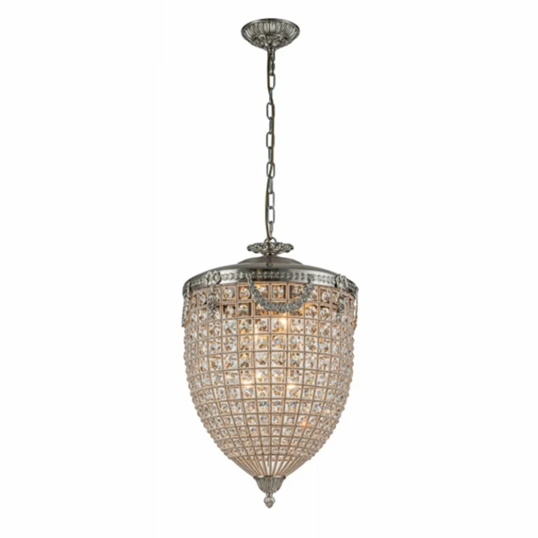 Lustre de Estilo Holandês Empire - 65 cm - Prata - Ferro & Vidro