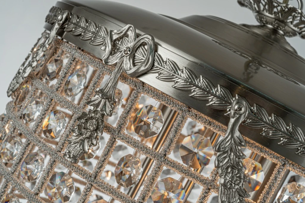 Lustre de Estilo Holandês Empire - 65 cm - Prata - Ferro & Vidro