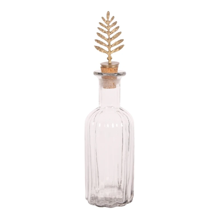 Garrafa decorativa com tampa - 25 cm - dourado - latão e vidro