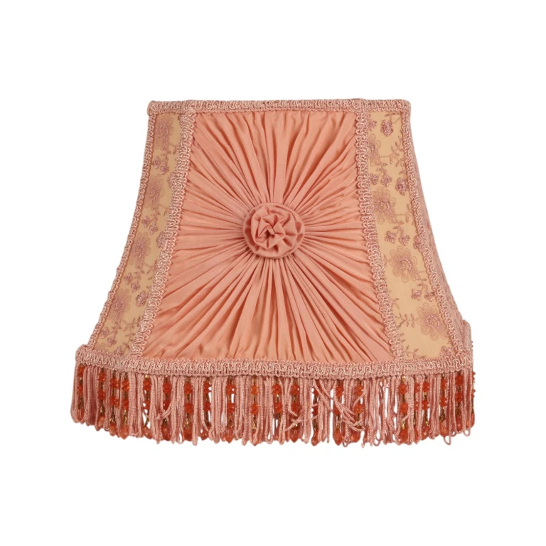 Abajur Victorian Quadrado - 30 cm - Rosa - Tecido