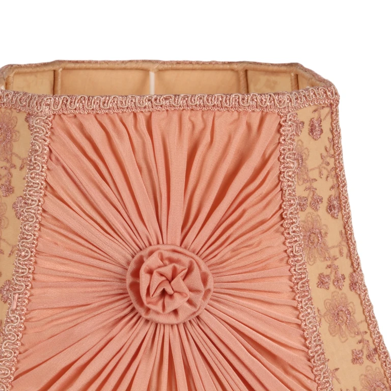 Abajur Victorian Quadrado - 30 cm - Rosa - Tecido