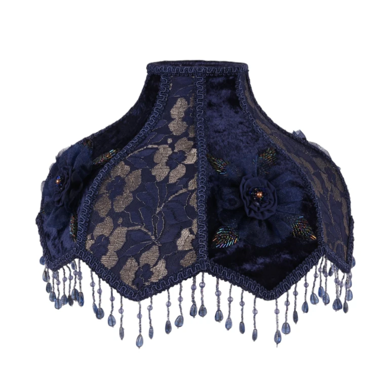 Capa de Lâmpada Victorian Dome Scallop - 33 cm - azul - tecido