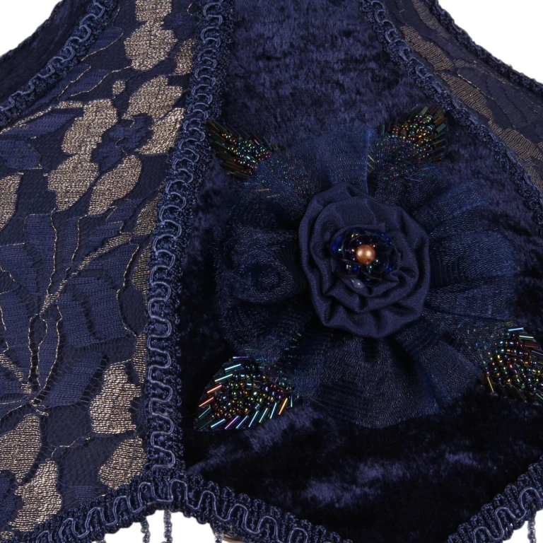 Capa de Lâmpada Victorian Dome Scallop - 33 cm - azul - tecido