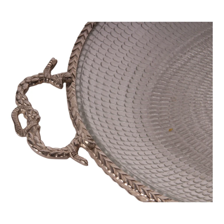 Bandeja de latão e vidro - dourado - 39 cm