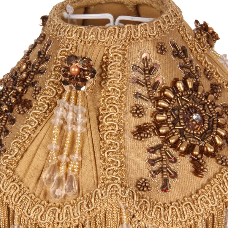 Abajur Victorian Dome - 18 cm - dourado - tecido