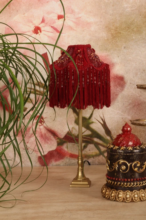 Abajur Victorian Dome - 18 cm - vermelho - tecido