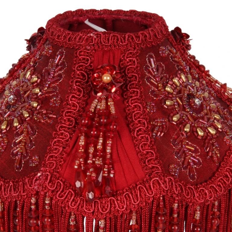 Abajur Victorian Dome - 18 cm - vermelho - tecido