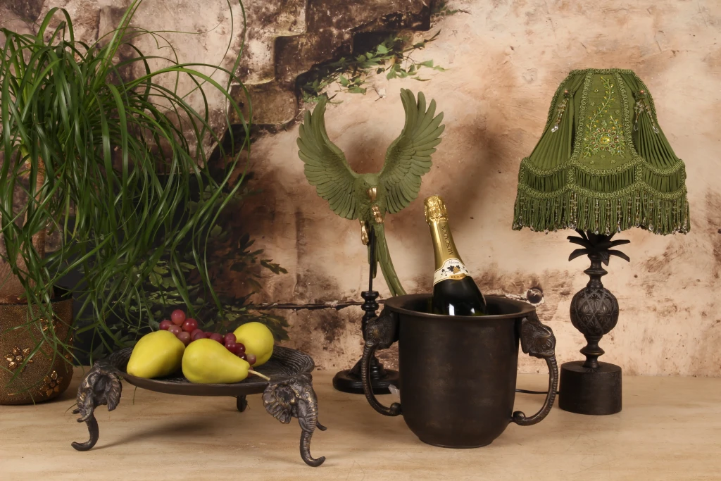 Resfriador de Vinho Elefante - ouro antigo - alumínio - 20 cm