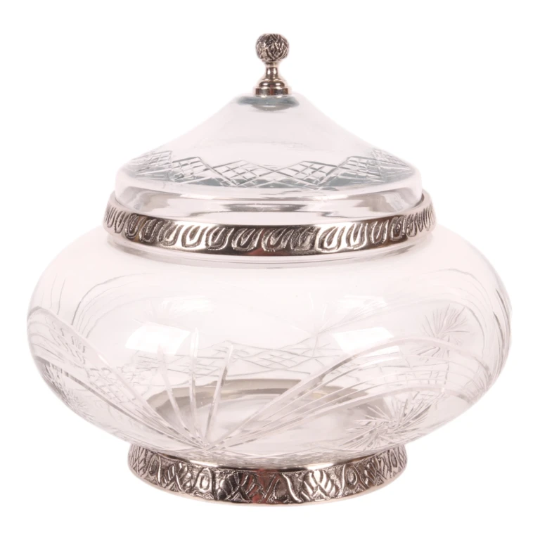 Vaso decorativo com tampa - prata - 26 cm - 1 unidade